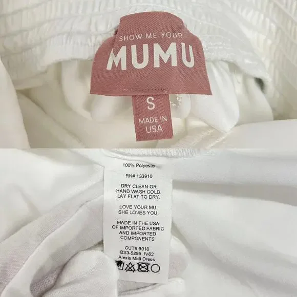 Show Me Your Mumu Alexis Midi Dress in Ivory Luxe Satin size Small - Picture 2 of 11